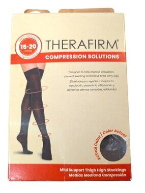 Therafirm Thigh High 15-20mmHg Sand Tan Size X-Large XL 1 Pair, new in box.